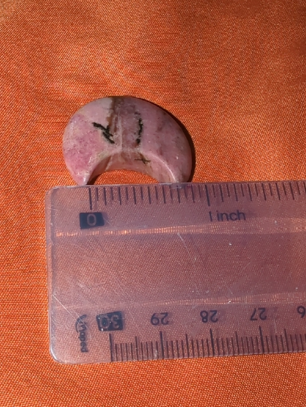Pink Rhodonite Crescent Moon Gemstone Carving - Picture 3 of 3
